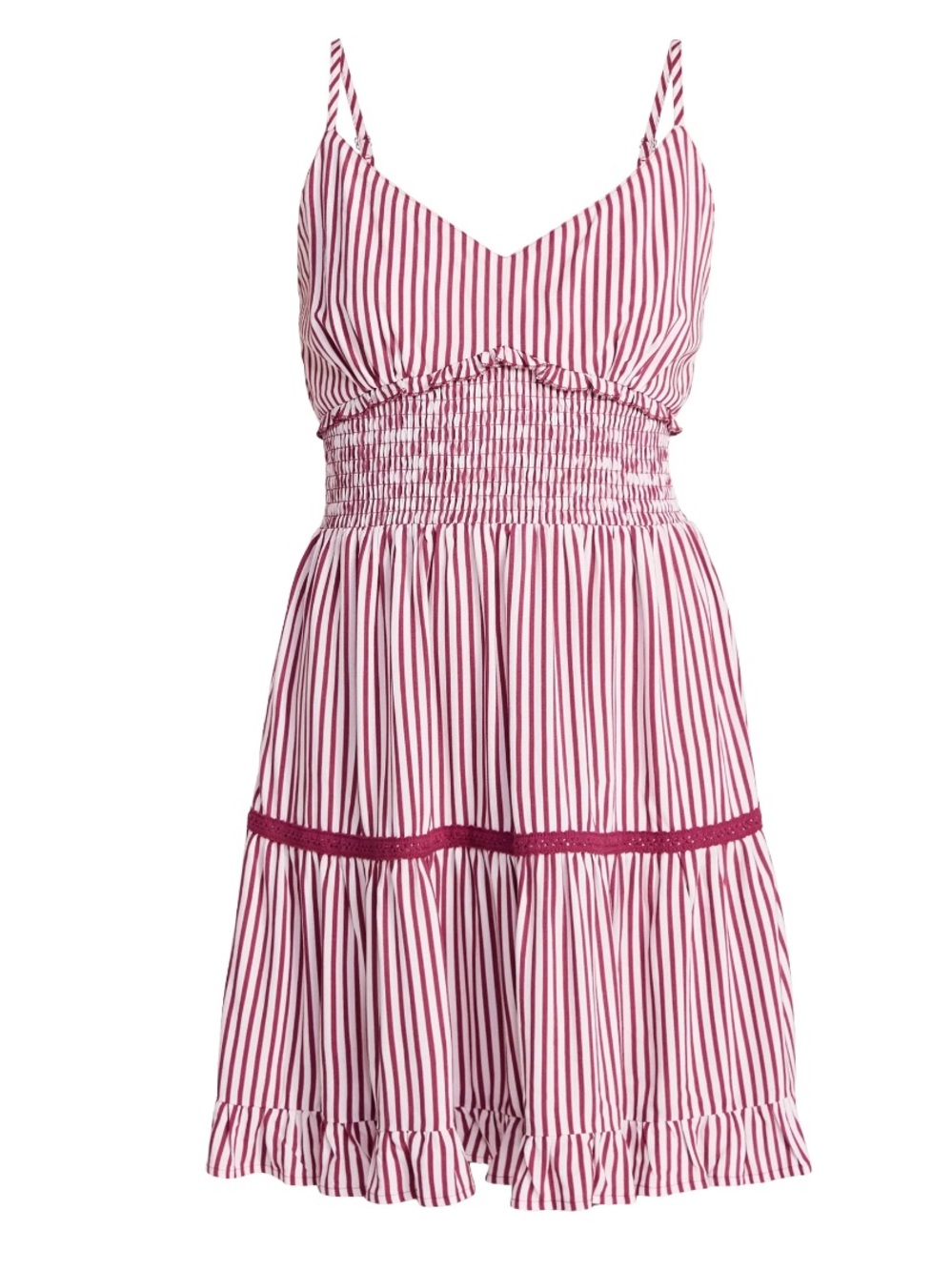 NWT XL Striped Spaghetti Strap Sundress in Burgundy and White